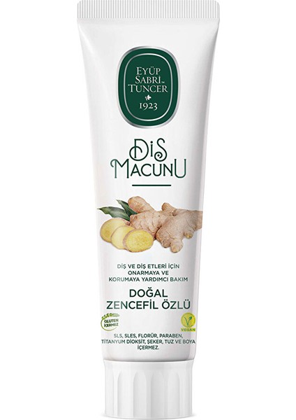 Doğal Zencefil Özlü Diş Macunu 90 ml