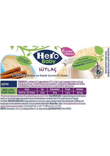 Sütlaç Kavanoz Mama 120 gr fiyatları