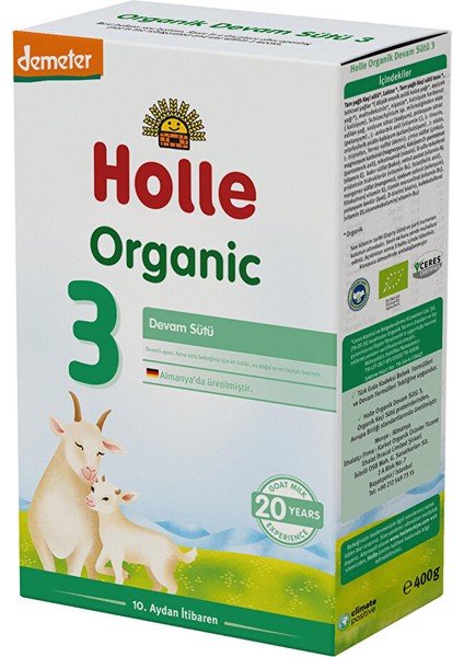 3 Organik Keçi Sütü Devam Formülü 400 gr 12+ Ay