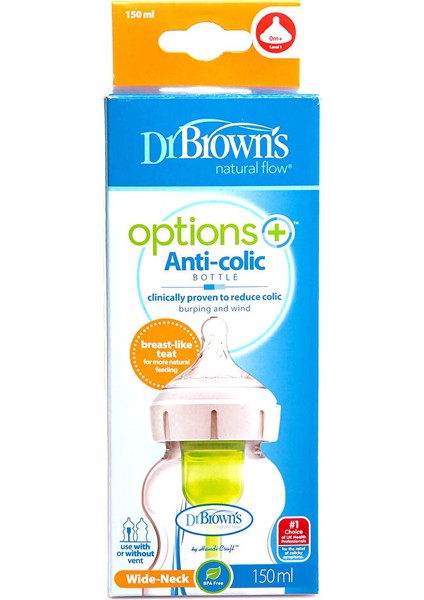 Db 51600 Dr Browns Options+ Geniş Ağız Antikolik Pp Biberon 150 ml 0+ Ay