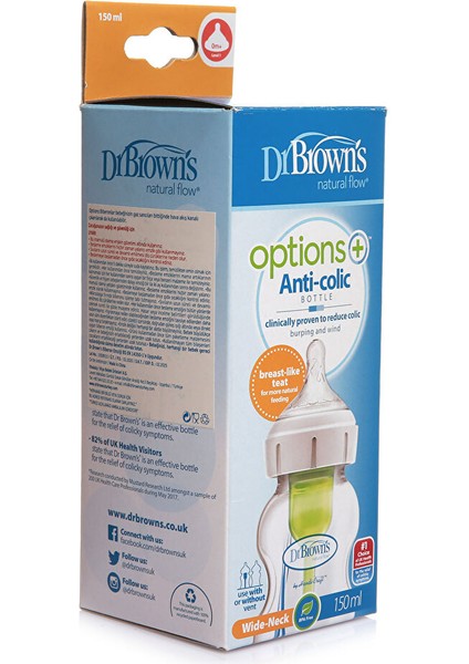 Db 51600 Dr Browns Options+ Geniş Ağız Antikolik Pp Biberon 150 ml 0+ Ay fiyatları