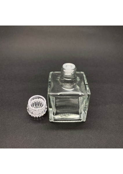 10 Adet Cam Boş Dezenfektan Kolonya Şişesi Plastik Kristal Başlıklı Kare Cam Şişe Kına Nişan 10X50ML
