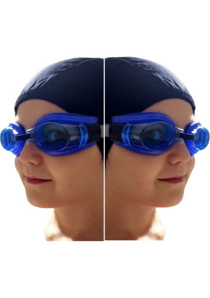 Mavi Çocuk Yüzücü Gözlüğü ve Bone Seti, Havuz ve Deniz Kullanımı Için Ideal