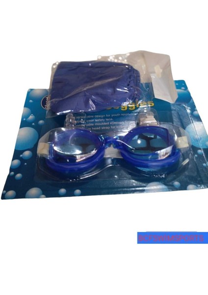 Mavi Çocuk Yüzücü Gözlüğü ve Bone Seti, Havuz ve Deniz Kullanımı Için Ideal modelleri