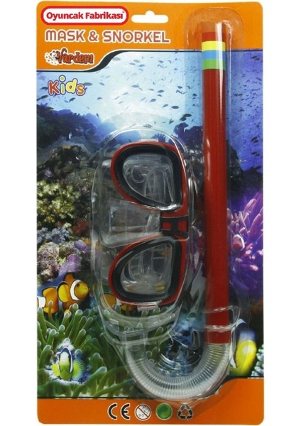 Kırmızı Çocuk Deniz Gözlüğü ve Maske Seti, 3 Yaş ve Üzeri, Renkli ve Eğlenceli