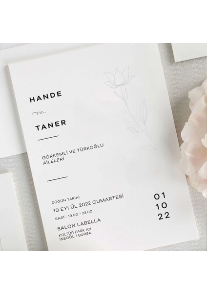 Leylak Şeffaf Zarflı Düğün Davetiyesi