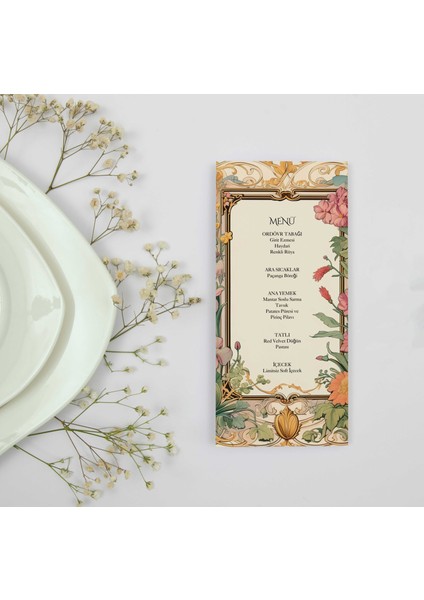 Vıntage Çıçek Bahçesi Menü Kartı