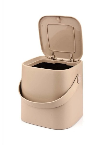 Click Kapaklı Tutma Saplı Smart Minimal Tasarim Tezgah Üst Mutfak ve Banyo Çöp Kovası
