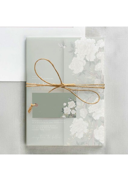 Evergreen Şeffaf Zarflı Düğün Davetiyesi fiyatları