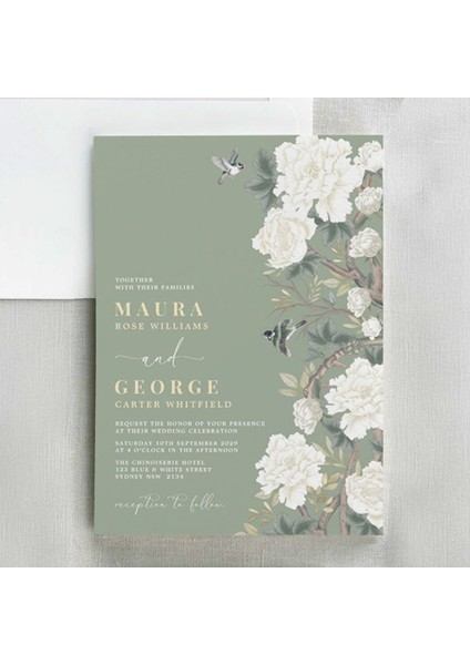 Evergreen Şeffaf Zarflı Düğün Davetiyesi modelleri