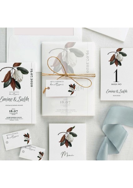 Pure Şeffaf Zarflı Düğün Davetiyesi