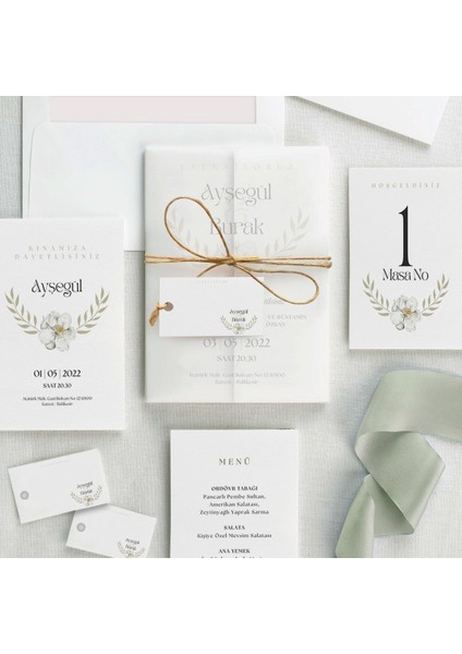 Gözde Şeffaf Zarflı Düğün Davetiyesi