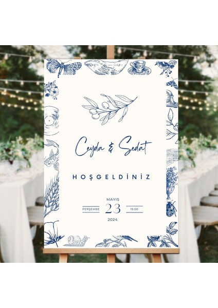 Blue Nostalgıa Düğün Salonu Karşılama Panosu