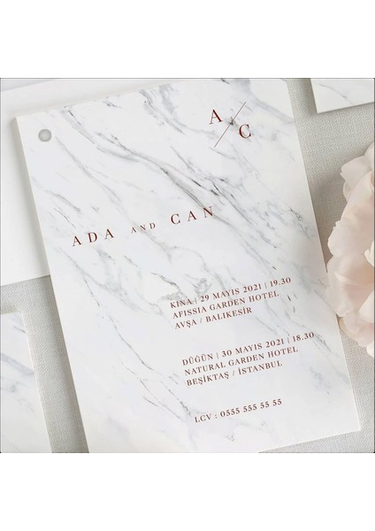Grey Zarfsız Düğün Davetiyesi