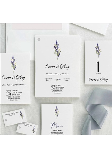 Lavanta Zarfsız Isimlikli Düğün Davetiyesi fiyatları