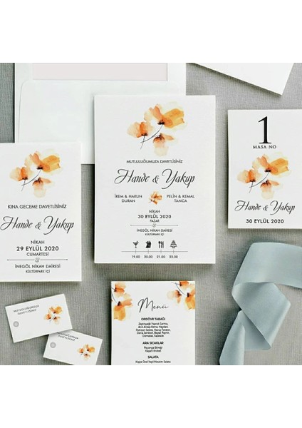 Sepya Zarfsız Düğün Davetiyesi fiyatları