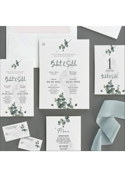 Nature Zarfsız Isimlikli Düğün Davetiyesi fiyatları
