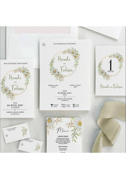 Begonya Zarfsız Isimlikli Düğün Davetiyesi fiyatları