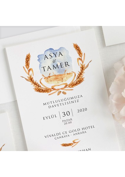 Başak Zarfsız Düğün Davetiyesi