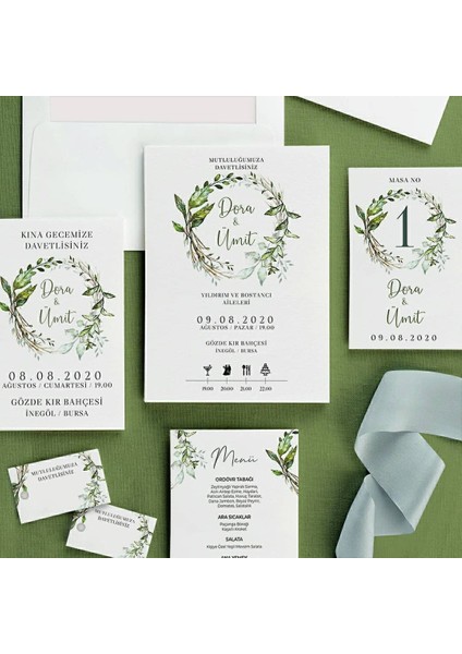 Sarmaşık Şeffaf Zarflı Düğün Davetiyesi modelleri