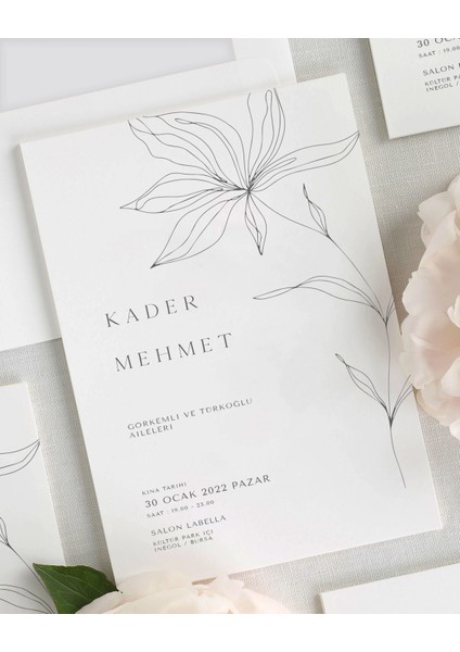 Yalın Zarfsız Düğün Davetiyesi