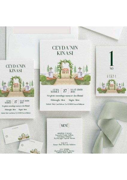 Çıçek Bahçesi Şeffaf Zarflı Düğün Davetiyesi fiyatları