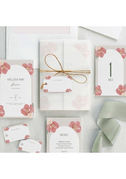 Leylak Büyüsü Şeffaf Zarflı Düğün Davetiyesi