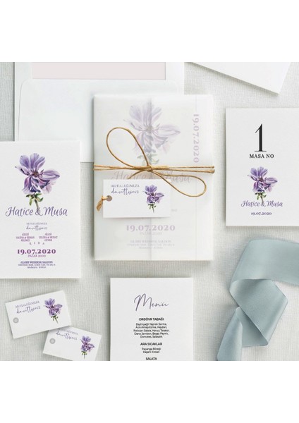 Rebecca Şeffaf Zarflı Düğün Davetiyesi