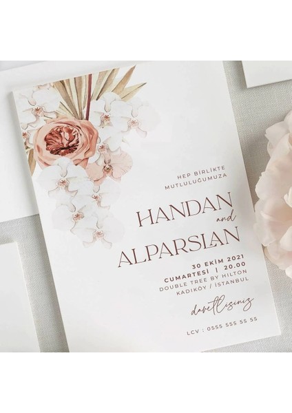 Roza Zarfsız Düğün Davetiyesi