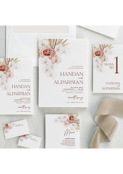Roza Zarfsız Düğün Davetiyesi fiyatları