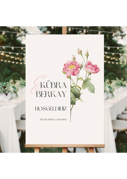 Gül Zarafetı Düğün Salonu Karşılama Panosu