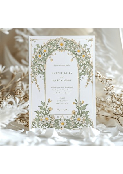 Pure Elegance Şeffaf Zarflı Düğün Davetiyesi