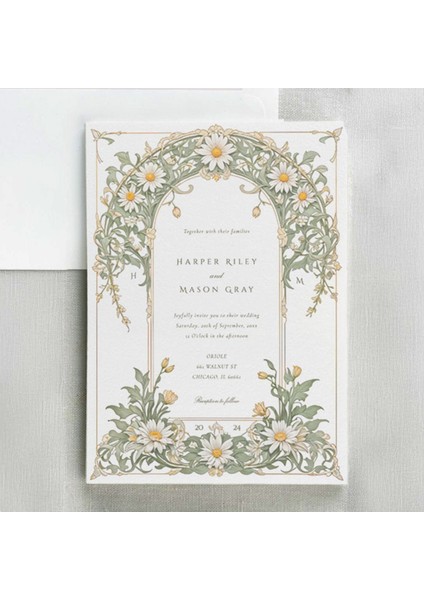 Pure Elegance Şeffaf Zarflı Düğün Davetiyesi modelleri