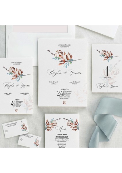 Cotton Zarfsız Düğün Davetiyesi fiyatları