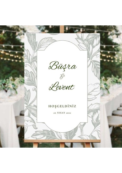 Mint Flower Düğün Salonu Karşılama Panosu