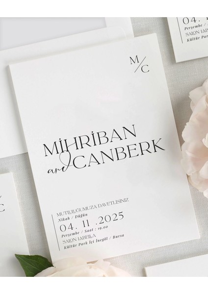 Swan Zarfsız Düğün Davetiyesi