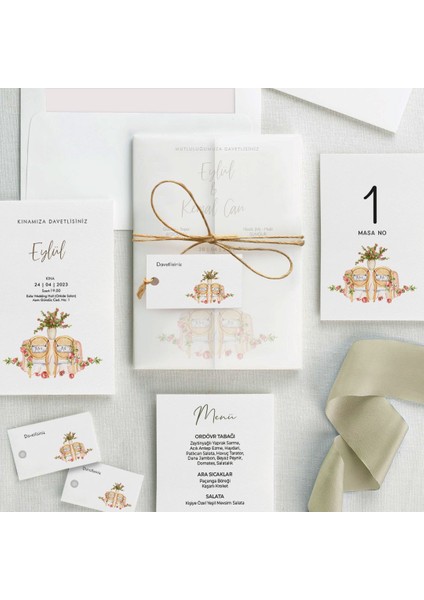 Düş Bahçesi Şeffaf Zarflı Düğün Davetiyesi