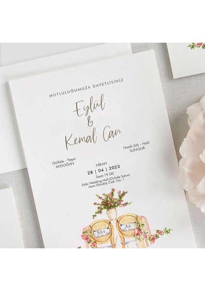 Düş Bahçesi Şeffaf Zarflı Düğün Davetiyesi modelleri