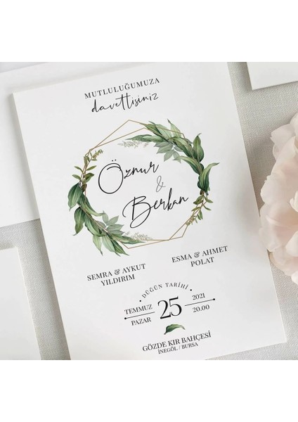 Frezya Zarfsız Düğün Davetiyesi