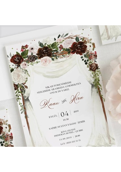 Karmen Zarfsız Düğün Davetiyesi