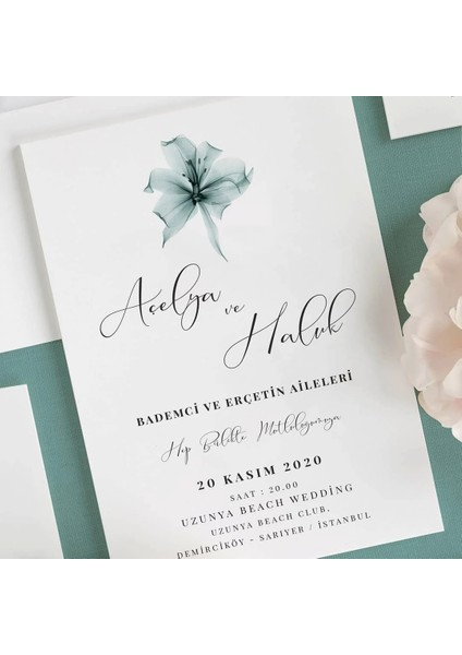 Kristal Zarfsız Düğün Davetiyesi