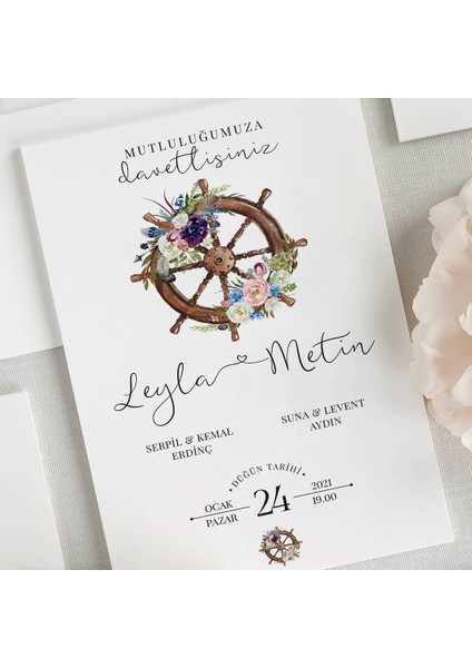 Mavı Şeffaf Zarflı Düğün Davetiyesi fiyatları