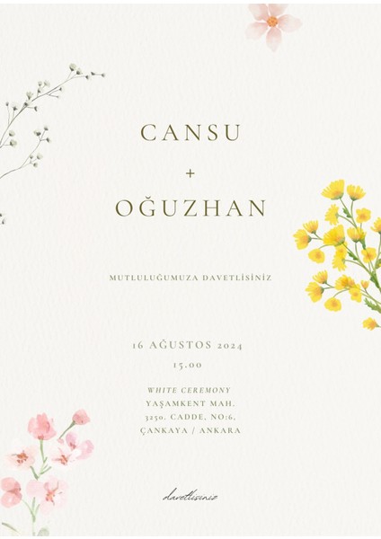 Boho Garden Dıjıtal Düğün Davetiyesi