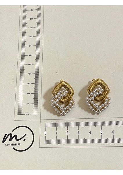 316 L Cerrahi Çelik Incili Tasarım Çelik Gold Küpe fiyatları