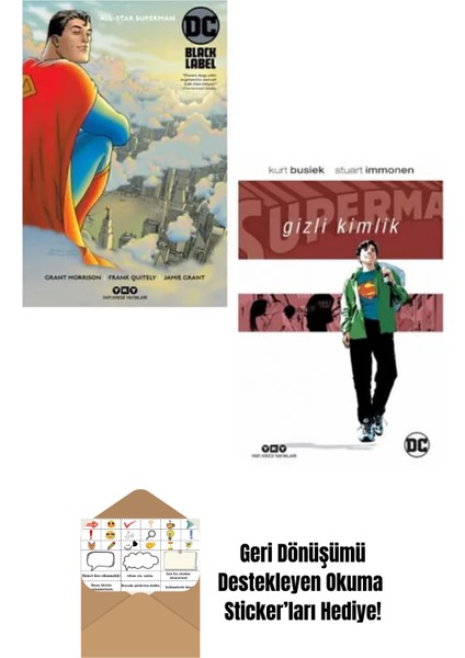 All-Star Superman + Gizli Kimlik 2'li Çizgi Roman Seti + Okuma Sticker'ları