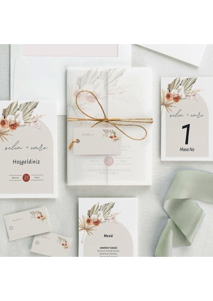 Özgün Şeffaf Zarflı Düğün Davetiyesi