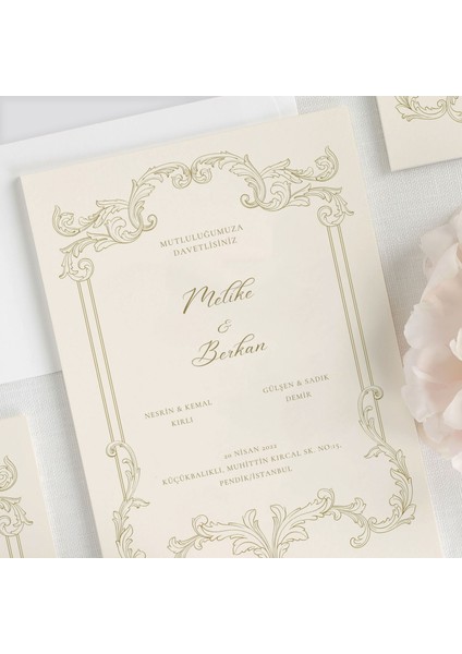 Nostalji Şeffaf Zarflı Düğün Davetiyesi fiyatları