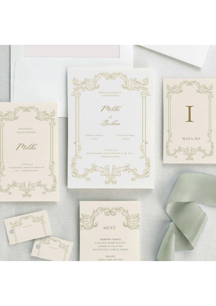 Nostalji Şeffaf Zarflı Düğün Davetiyesi modelleri