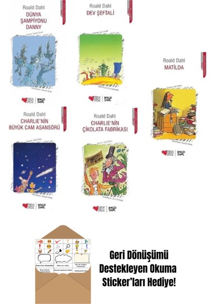 Roald Dahl 5'li Set Matilda-Charlienin Çikolata Fabrikası + Okuma Sticker'ları