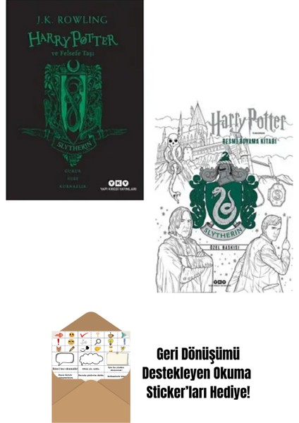 Harry Potter Felsefe Taşı 20. Yıl Özel Baskısı + Boyama Kitabı Syltherin + Okuma Sticker'ları